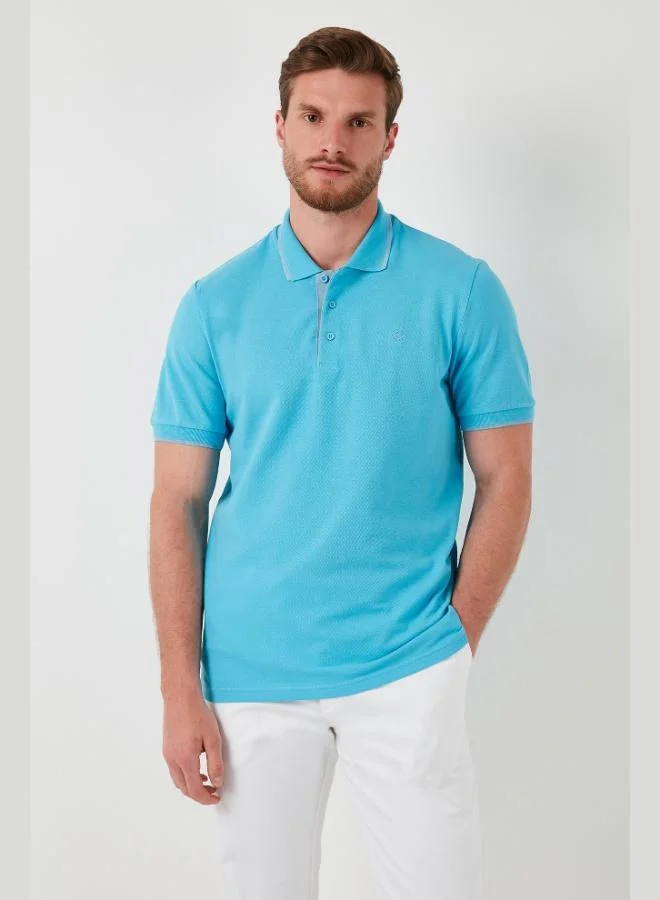 بوراتي تيشيرت رجالي بولو قطن بياقة بأزرار وتفاصيل خطوط بقصة ضيقة عبوة من  قطع